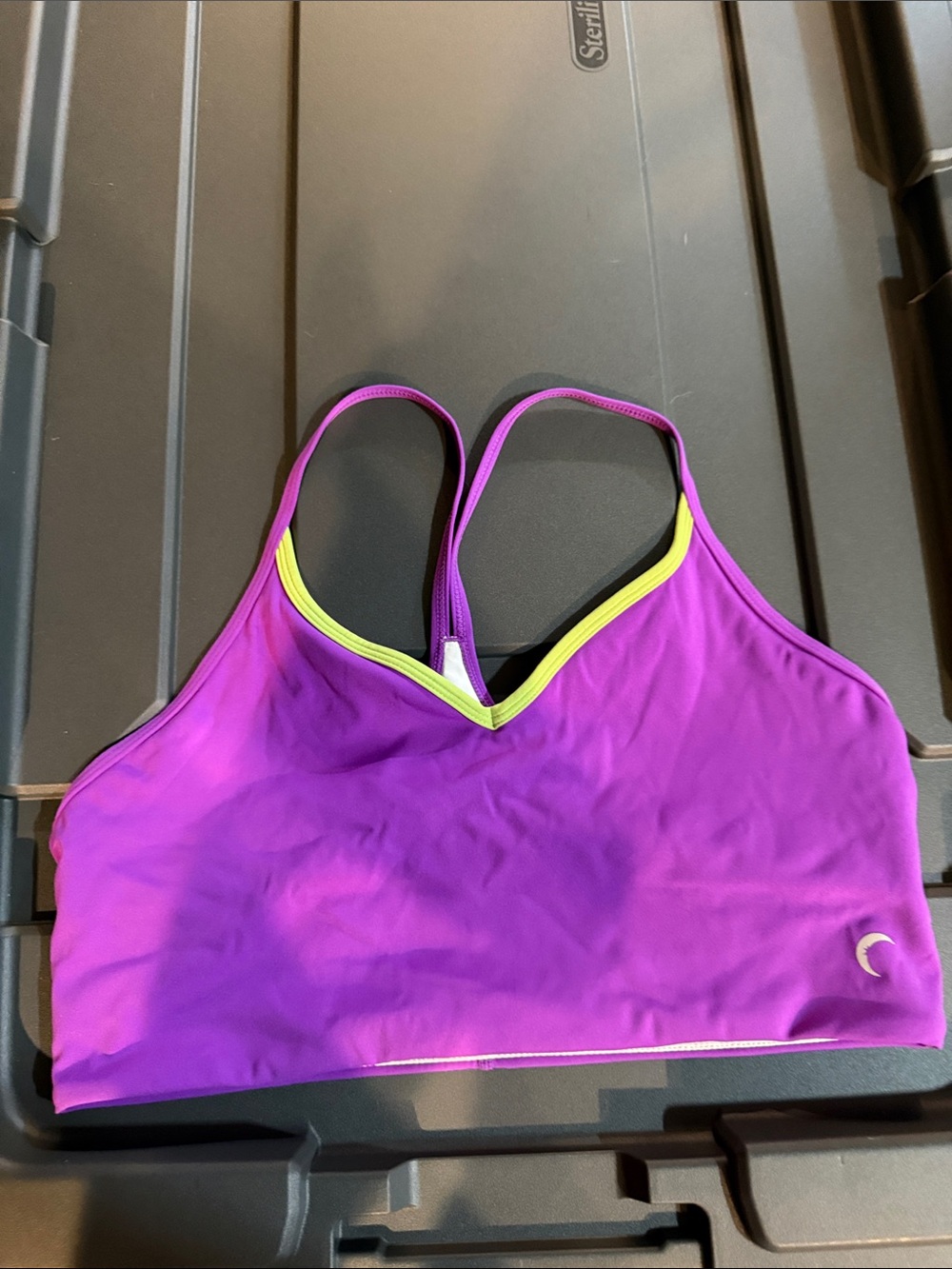 Zyia, Luxe Purple Sports Bralette with Lime Trim - Supportive Activewear